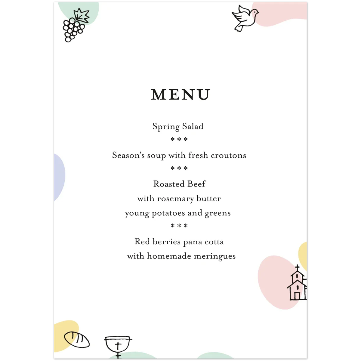 Confirmation Menu Cards