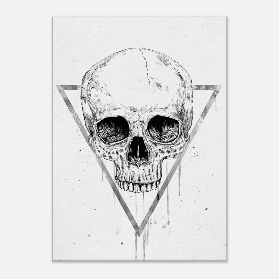 Skull In A Triangle BW Canvas