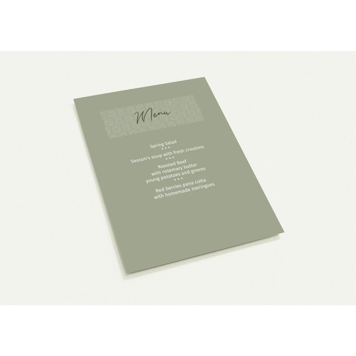 Confirmation Menu Cards