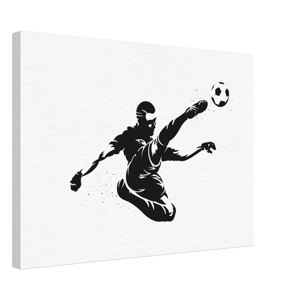 Soccer Player Silhouette Volley Kick Canvas