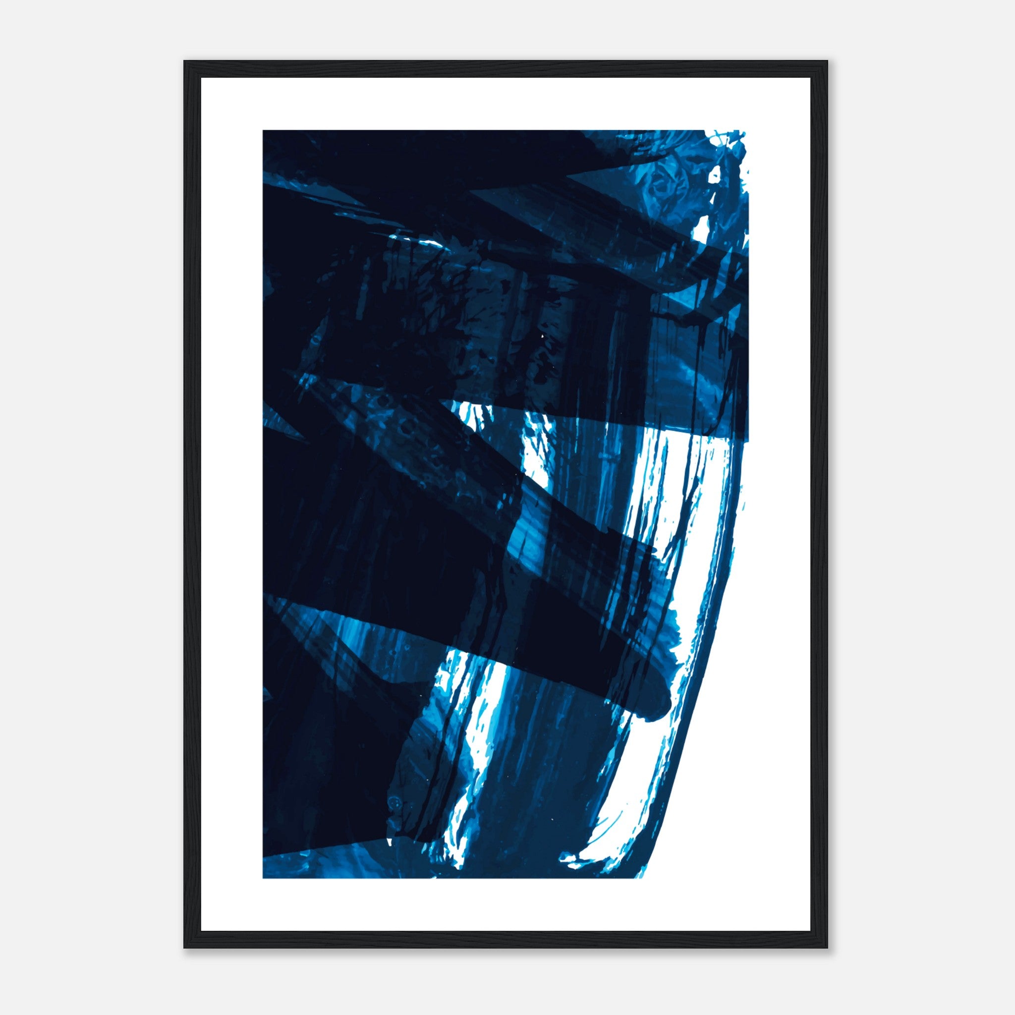 Dark Blue Brush Strokes Poster