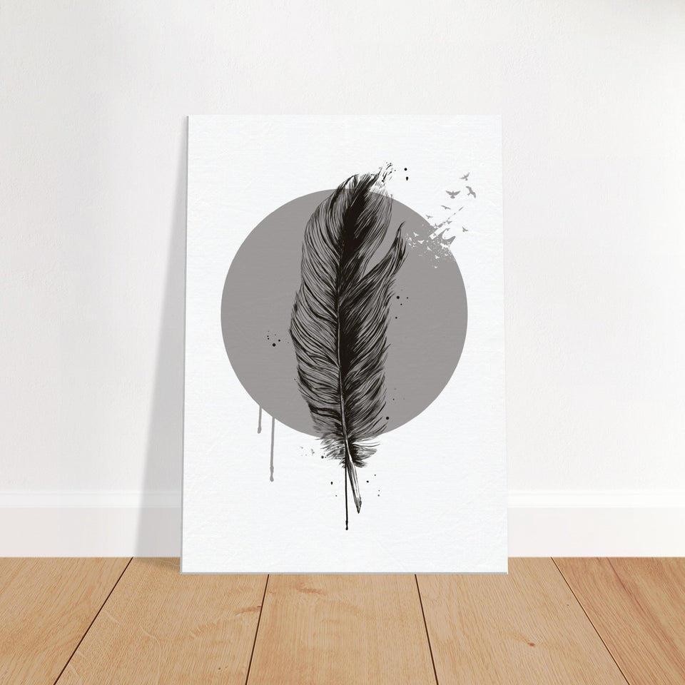 Feather In A Circle BW Canvas