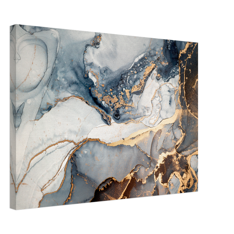 Luxury Abstract Fluid Art With Golden Veins Canvas