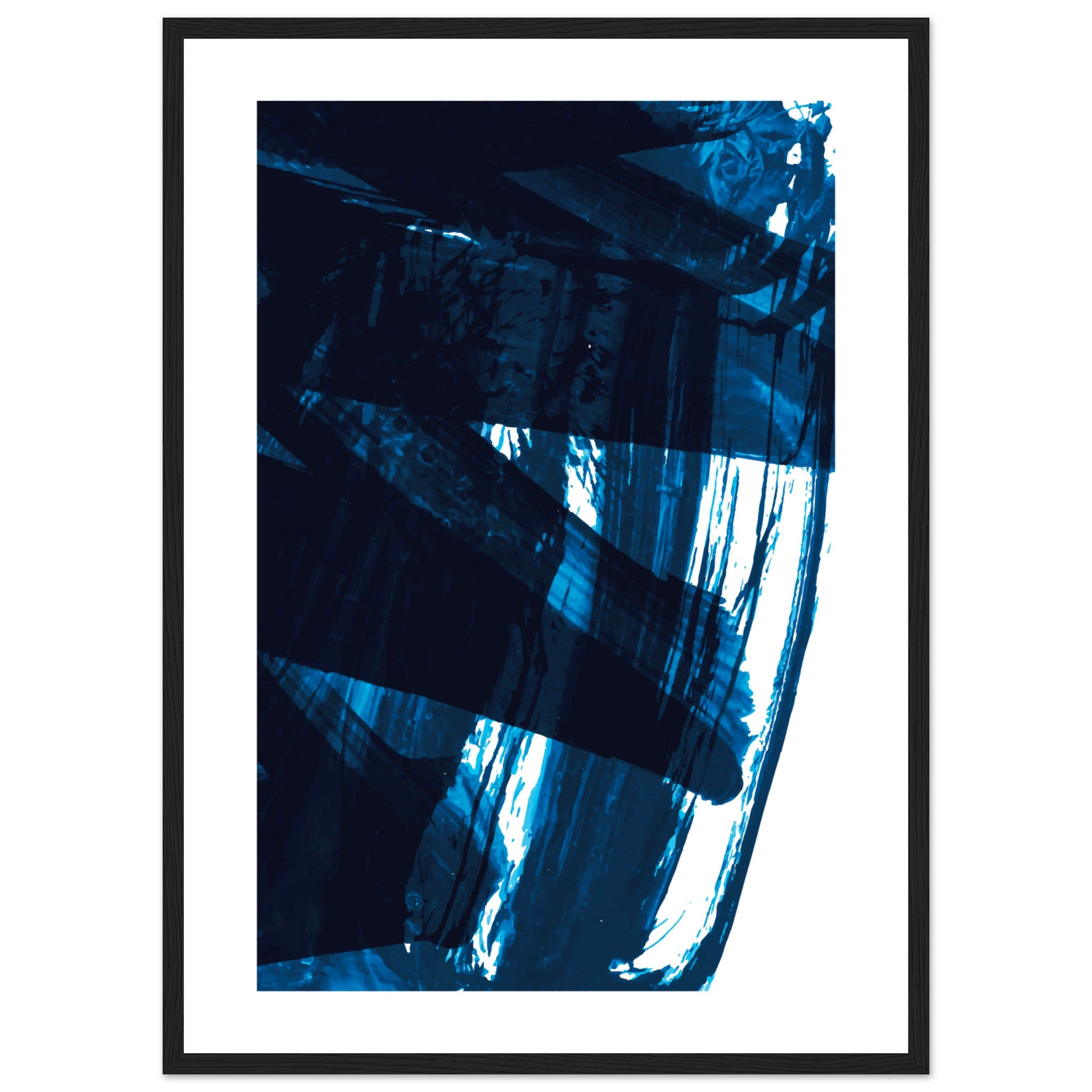 Dark Blue Brush Strokes Poster