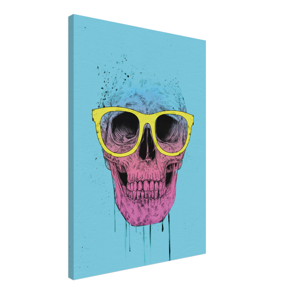 Pop Art Totenkopf mit Brille Leinwand