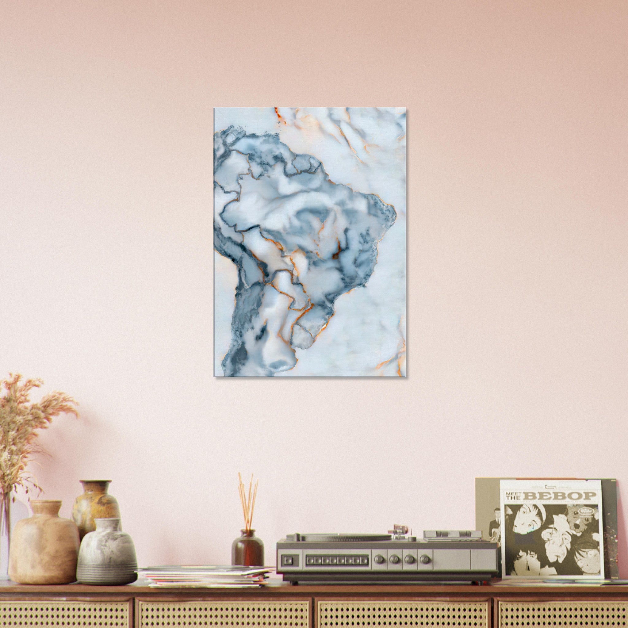 Brazil Marble Map Canvas