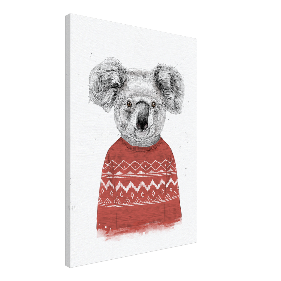 Winter Koala Red Canvas